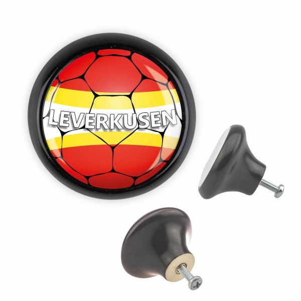 Designer Möbelknopf MKSP014 03521S Schwarz Sport Fußball Bundesliga Verein Leverkusen Motiv
