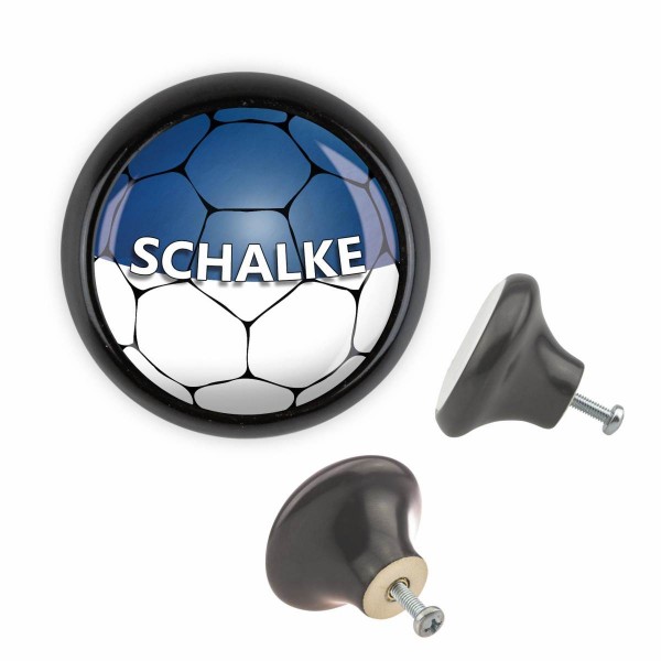 Designer Möbelknopf MKSP014 03526S Schwarz Sport Fußball Bundesliga Verein Schalke Motiv
