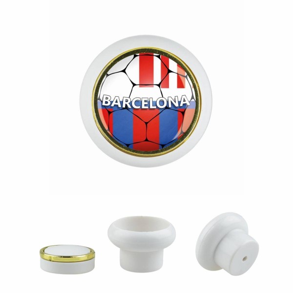 Designer Kunststoff Möbelknopf KSTSP014 KST03547W Weiss Sport Fußball Europa Verein Club Barcelona M