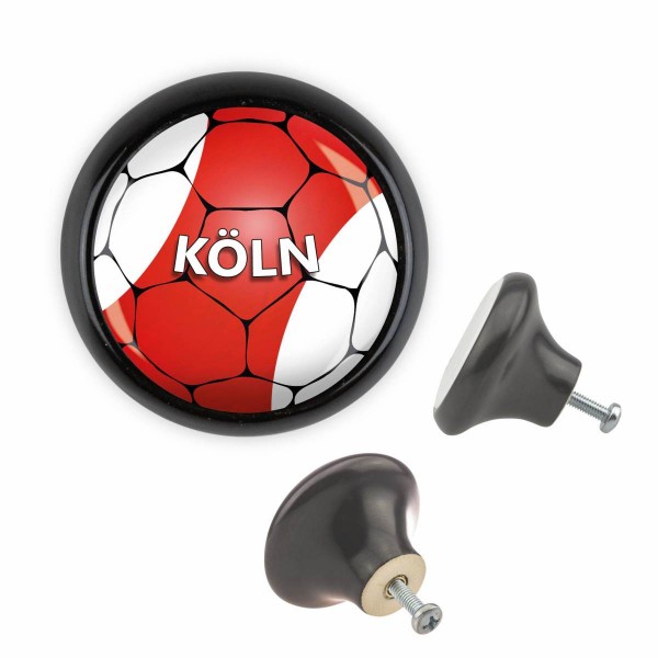 Designer Möbelknopf MKSP014 03519S Schwarz Sport Fußball Bundesliga Verein Köln Motiv