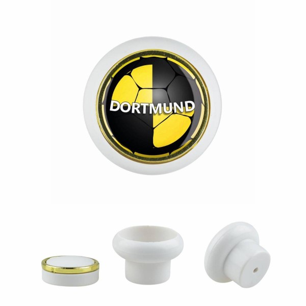 Designer Kunststoff Möbelknopf KSTSP014 KST04576W Weiss Sport Fußball Bundesliga Verein Dortmund Mot