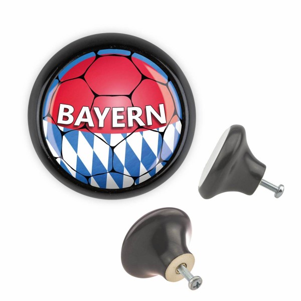 Designer Möbelknopf MKSP014 03506S Schwarz Sport Fußball Bundesliga Verein Bayern Motiv