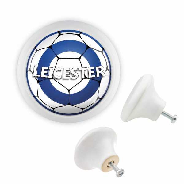 Designer Möbelknopf MKSP014 03520W Weiss Sport Fußball Europa Verein Club Leicester Motiv