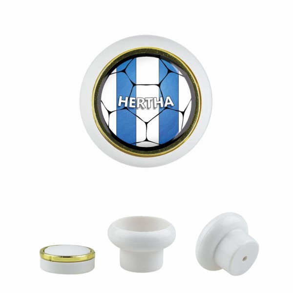 Designer Kunststoff Möbelknopf KSTSP014 KST04575W Weiss Sport Fußball Bundesliga Verein Hertha Motiv