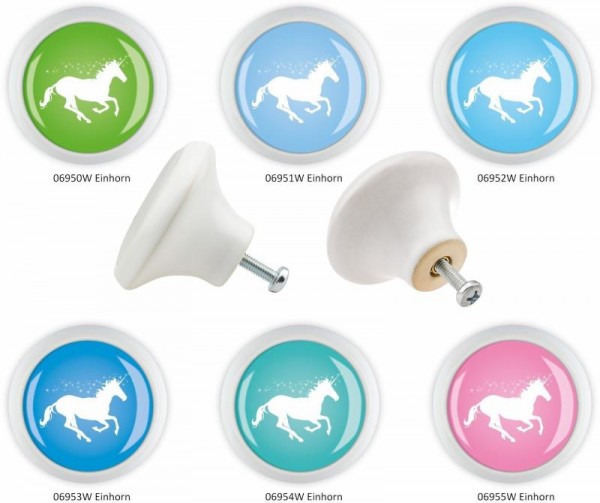 Möbelknopf Set 6er IMB0104W Weiss Einhorn Premium Line