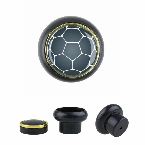 Designer Kunststoff Möbelknopf KSTSP014 KST07176S Schwarz Sport Fußball Soccer Motiv