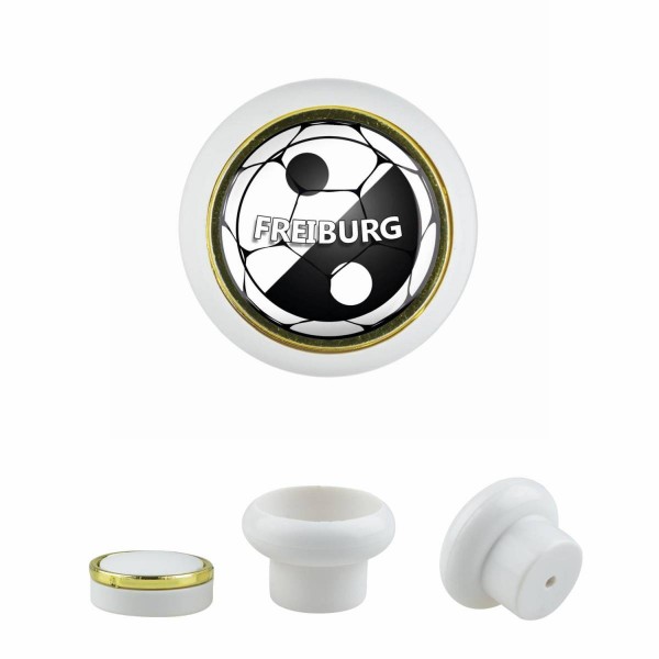 Designer Kunststoff Möbelknopf KSTSP014 KST04550W Weiss Sport Fußball Bundesliga Verein Freiburg Mot