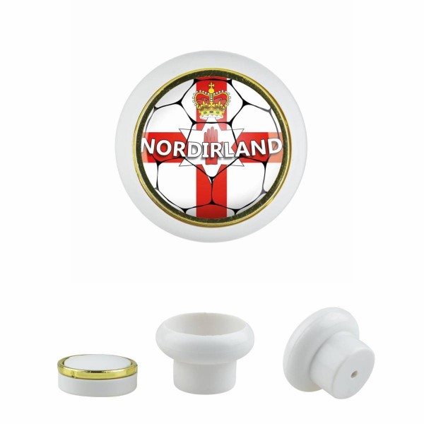 Designer Kunststoff Möbelknopf KSTSP014 KST03540W Weiss Sport Fußball Europa Verein Club Nordirland