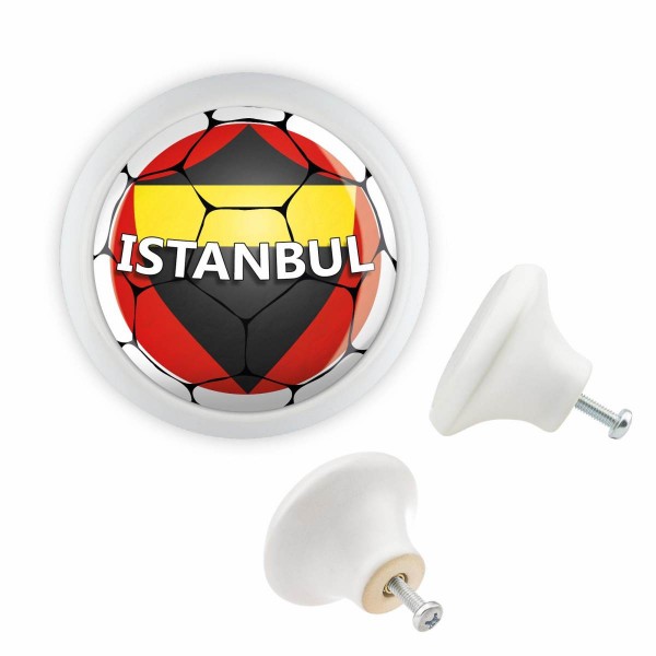 Designer Möbelknopf MKSP014 03518W Weiss Sport Fußball Europa Verein Club Istanbul Motiv