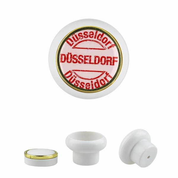 Designer Kunststoff Möbelknopf KSTSP016 KSTFD089W0 Weiss Düsseldorf Motiv