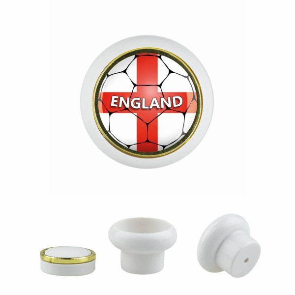 Designer Kunststoff Möbelknopf KSTSP014 KST03535W Weiss Sport Fußball Europa Verein Club England Mot