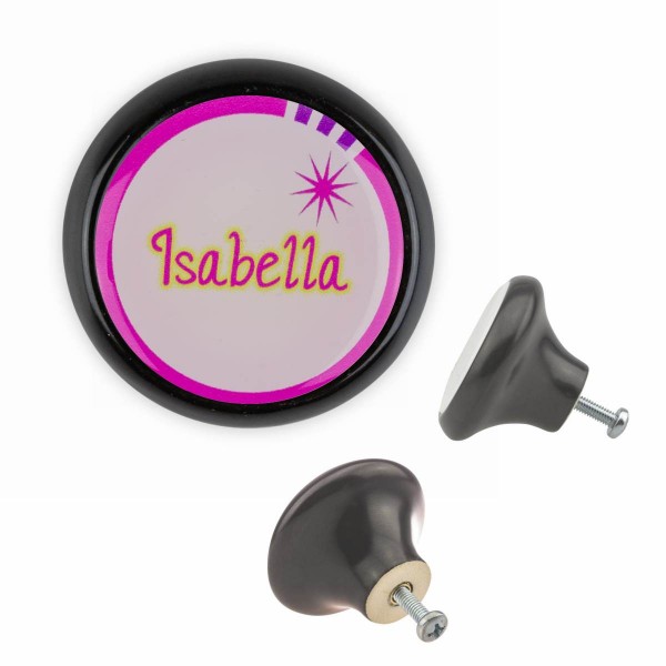 Designer Möbelknopf MKSP019 FF061S Schwarz Name Isabella Motiv